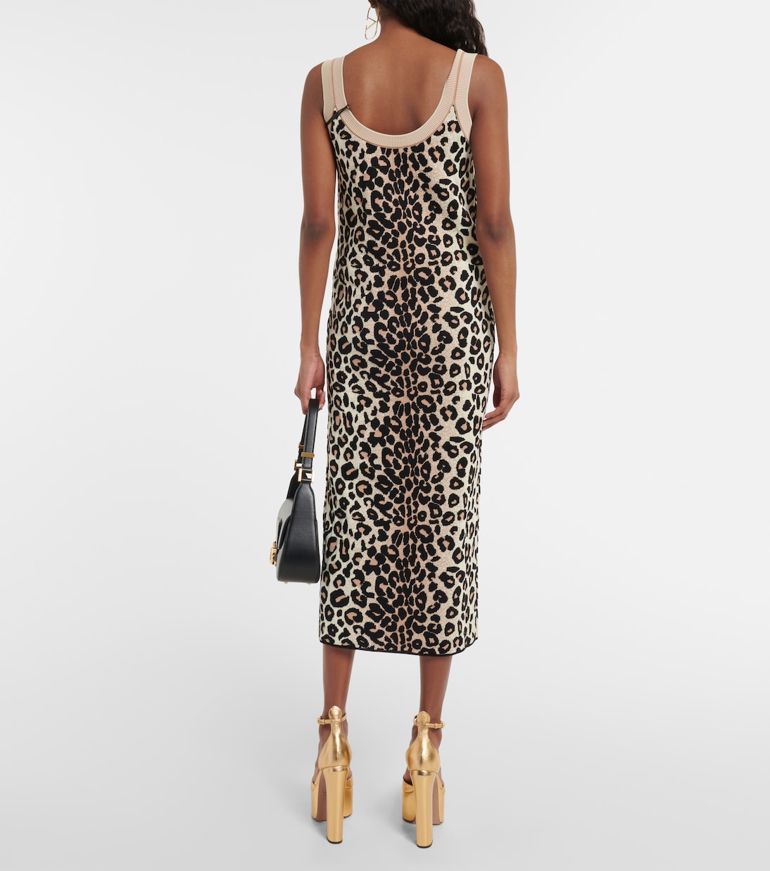 Robe midi en jacquard à motif léopard | Valentino
