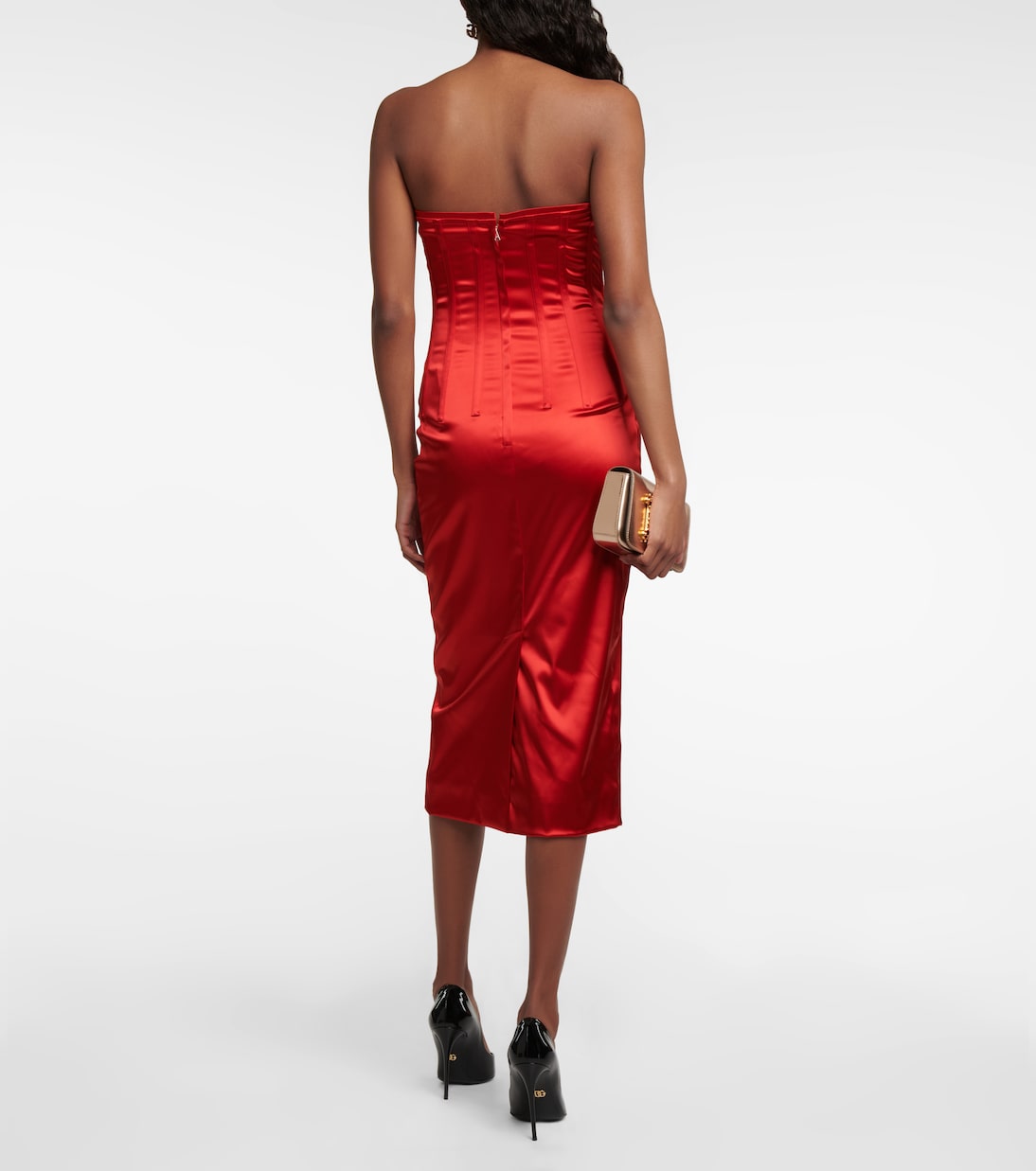 Strapless satin corset midi dress | Dolce&Gabbana