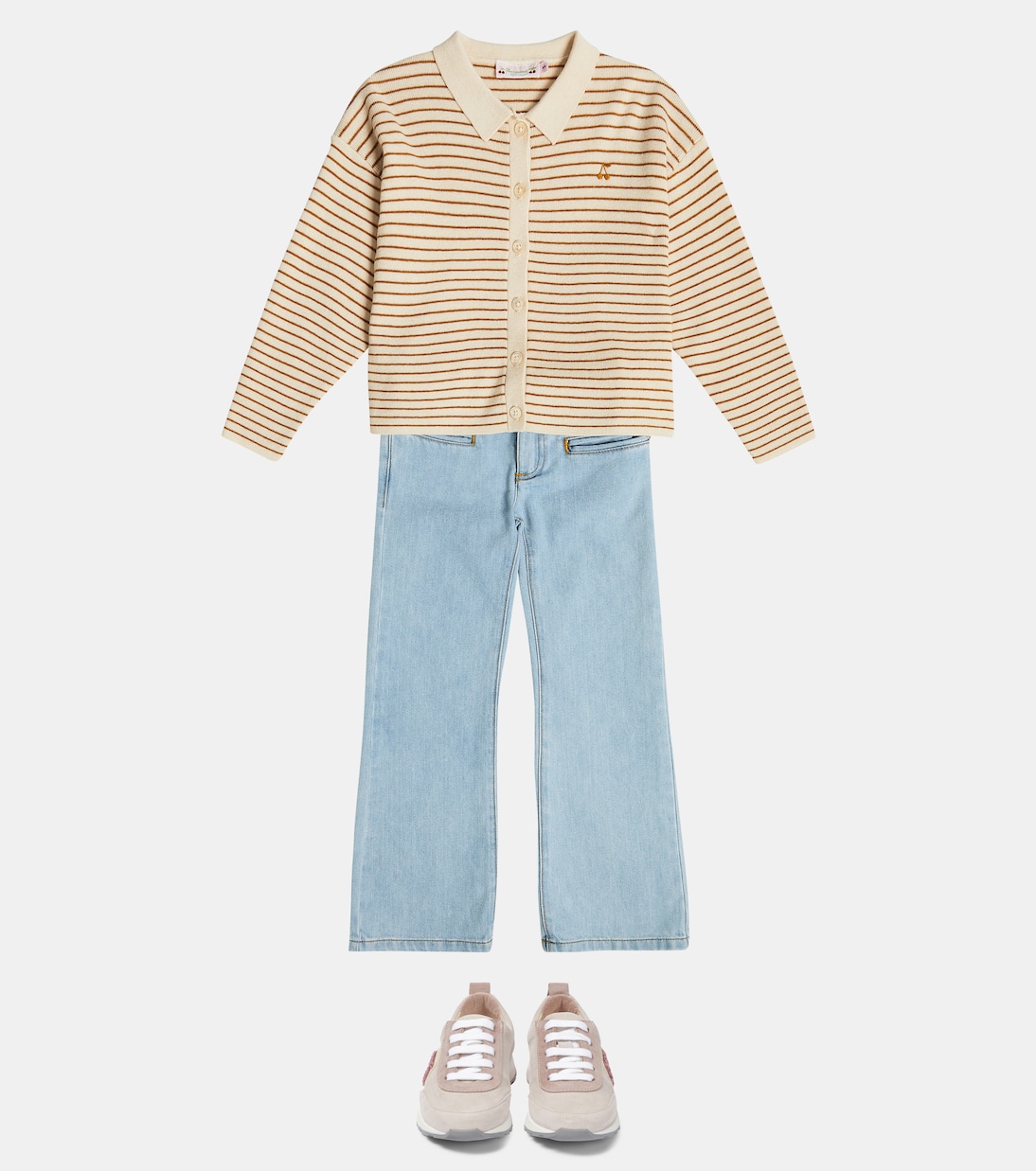 Cardigan rayé en laine et coton | Bonpoint