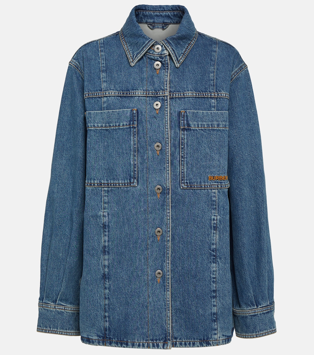 Denim shirt jacket in blue Burberry Mytheresa