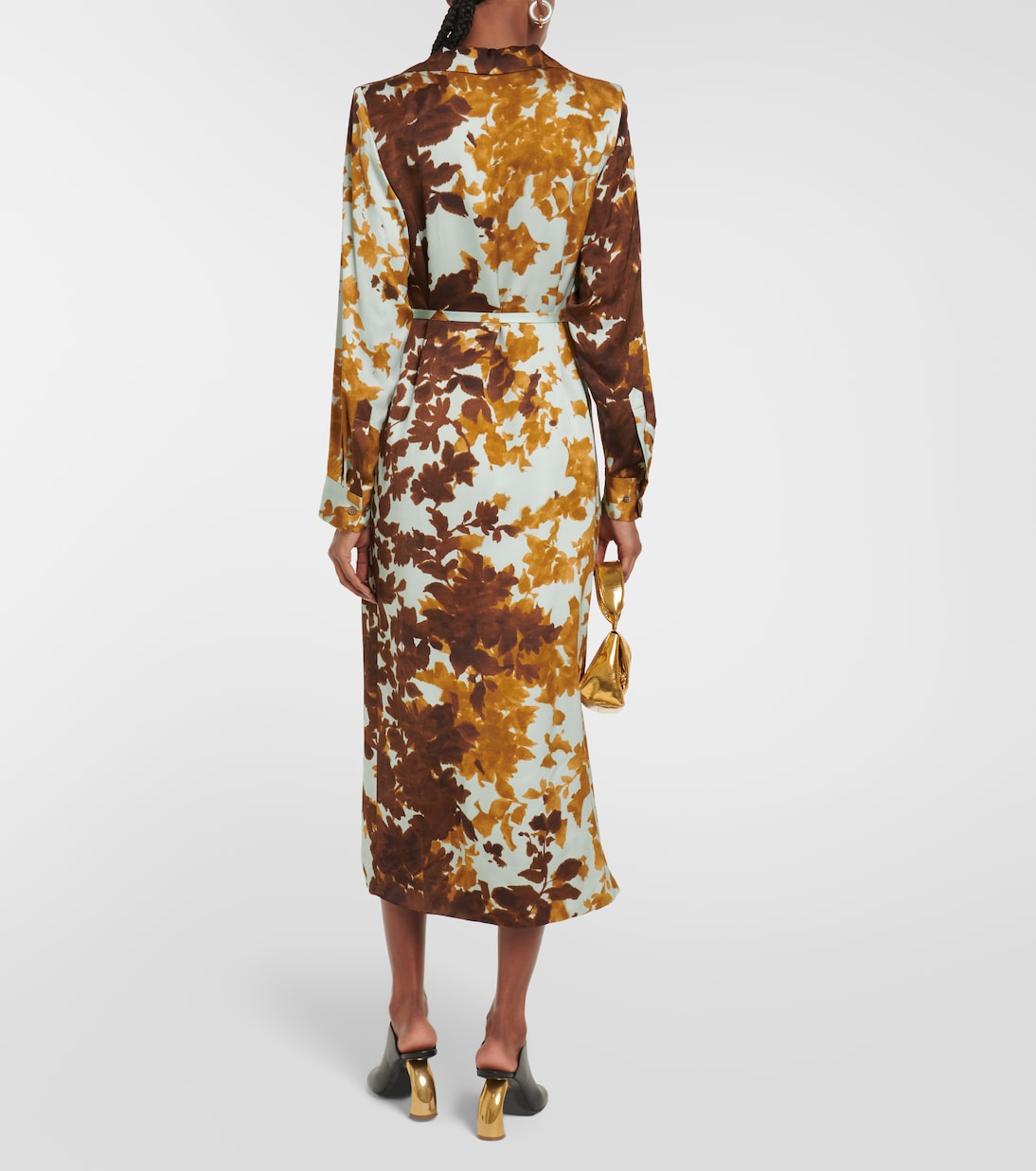 Robe midi Dellas imprimée en satin | Dries Van Noten