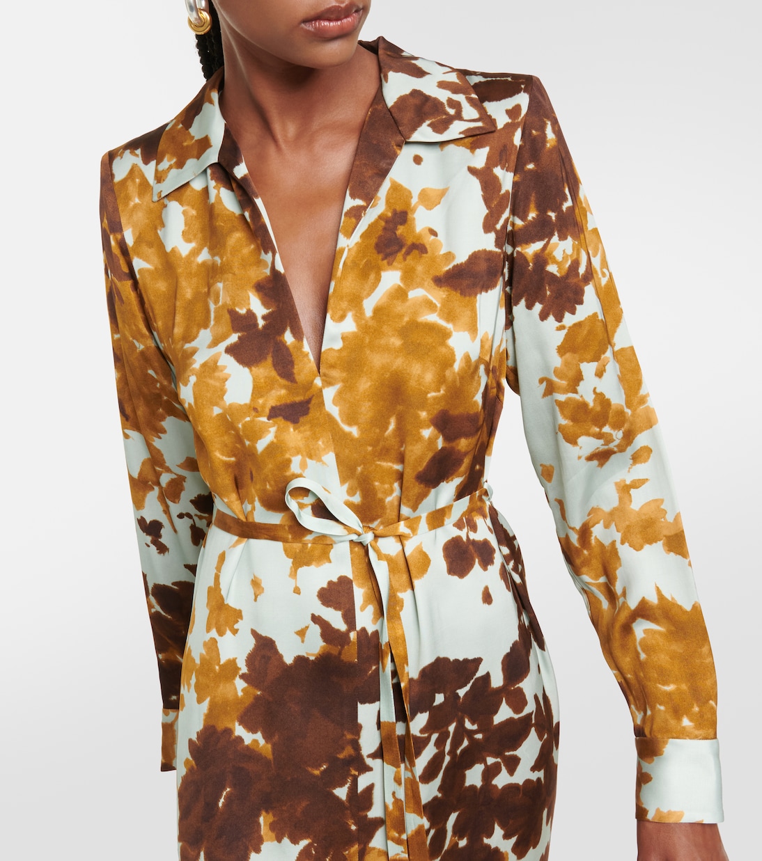 Robe midi Dellas imprimée en satin | Dries Van Noten