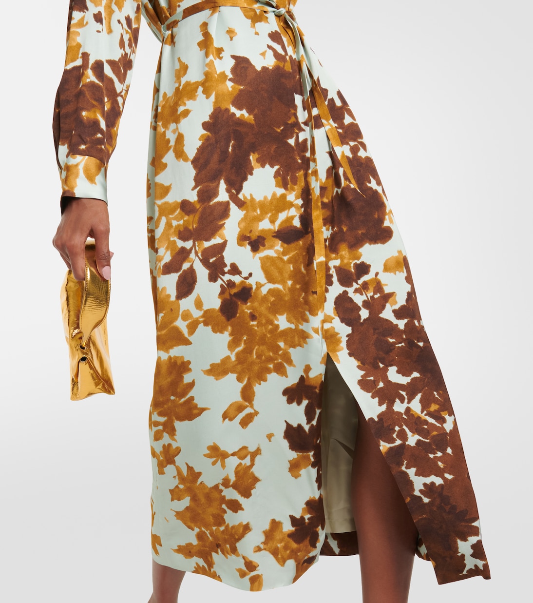 Robe midi Dellas imprimée en satin | Dries Van Noten