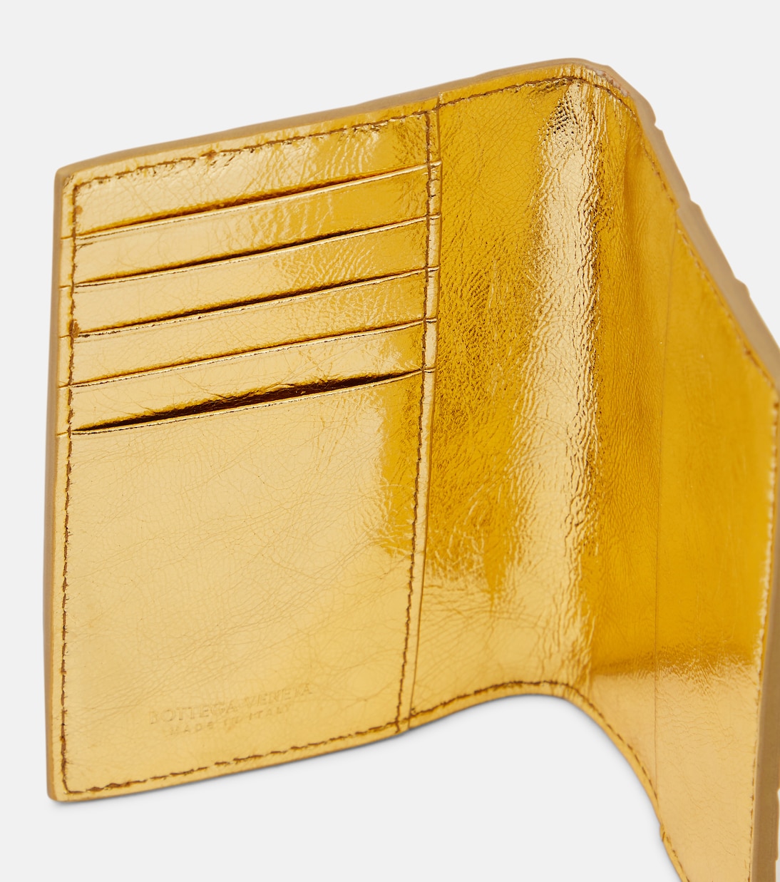 BOTTEGA VENETA Custodia passaporto in pelle intrecciata metallizzata per giovani stilisti