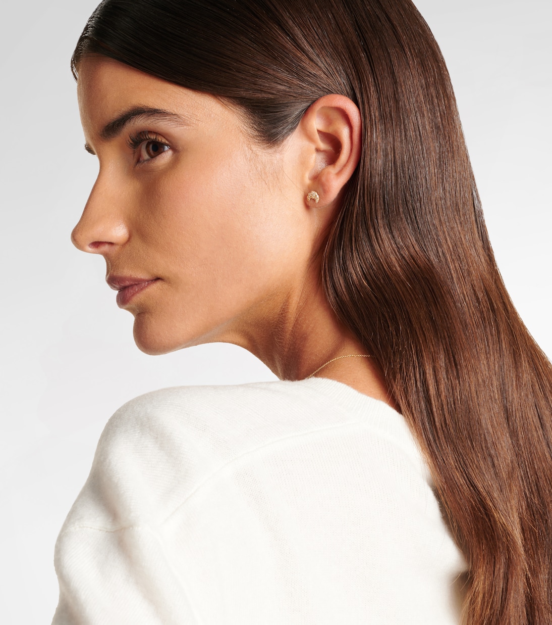 Boucles d'oreille unique Croissant Small en or 14 ct et diamants | Sydney Evan