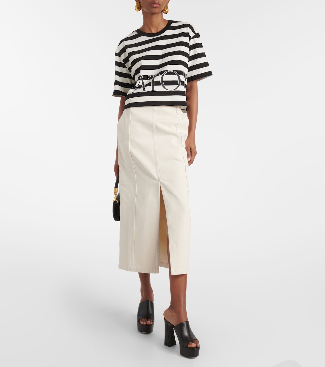 High-rise denim maxi skirt  | Patou