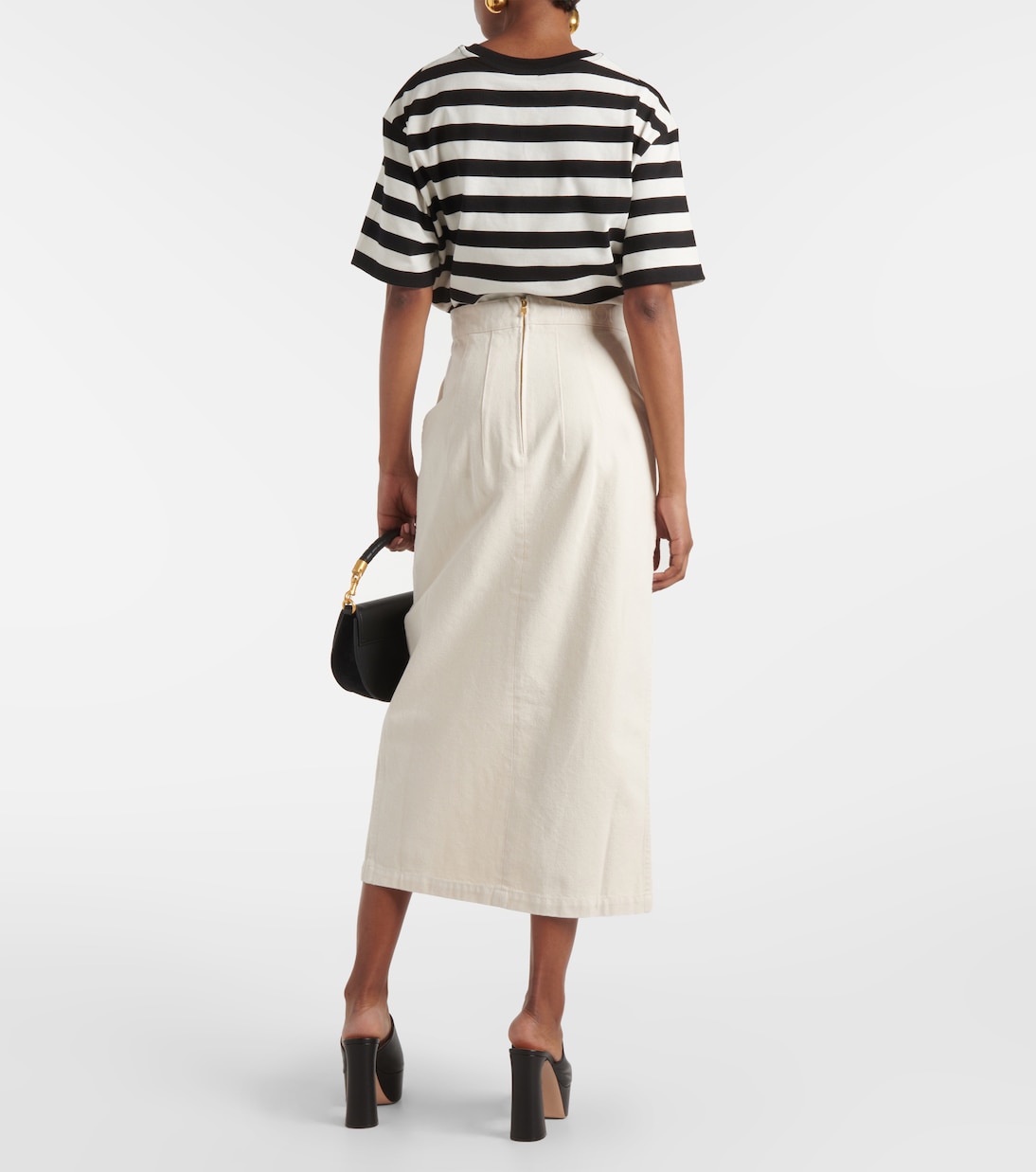 High-rise denim maxi skirt  | Patou