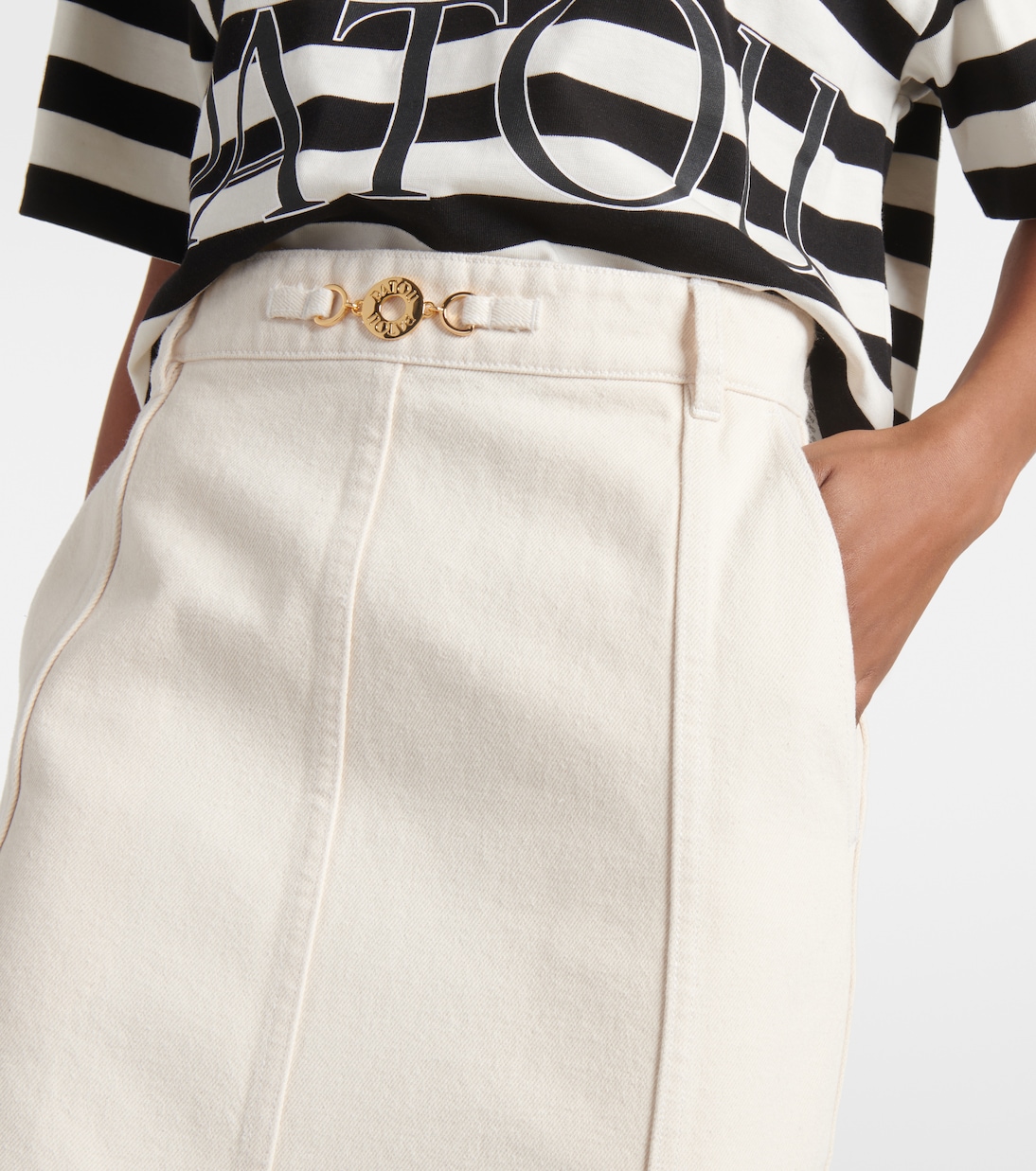 High-rise denim maxi skirt  | Patou
