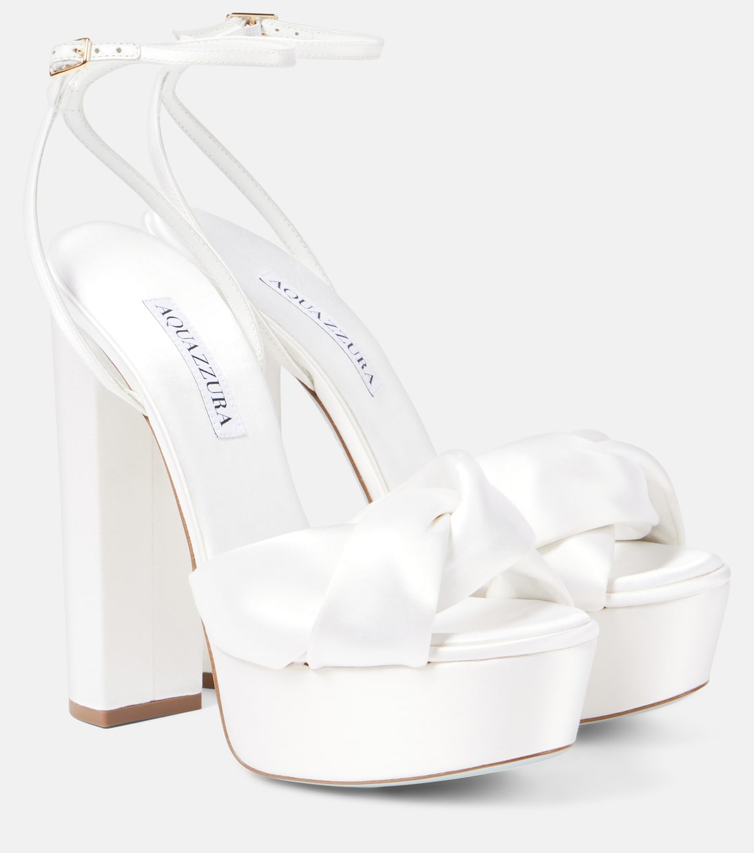 Sandales à plateforme de mariée Olie 140 en satin | Aquazzura
