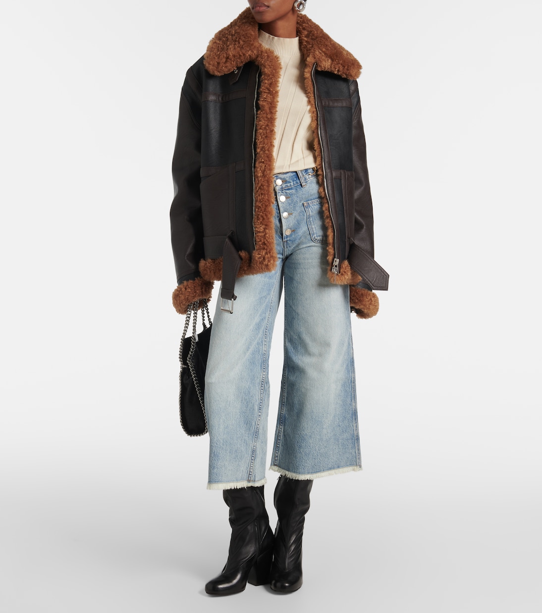 جينز كروب واسع بخصر عال | Stella McCartney