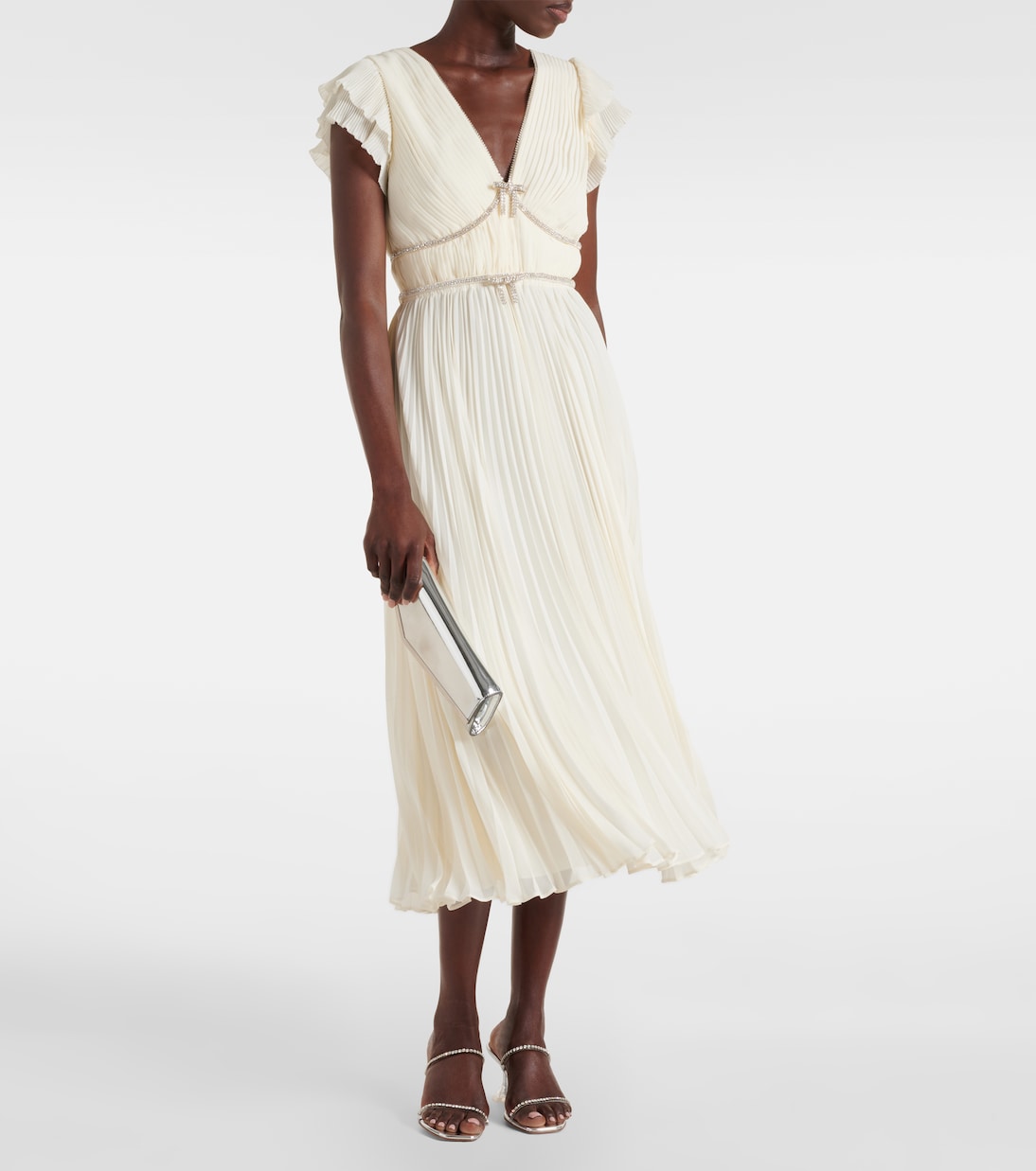 Crystal-embellished chiffon midi dress | Self-Portrait