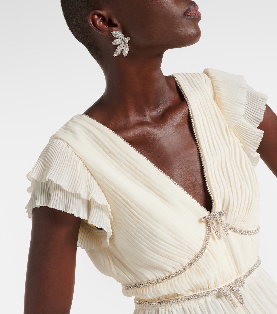 Crystal-embellished chiffon midi dress | Self-Portrait