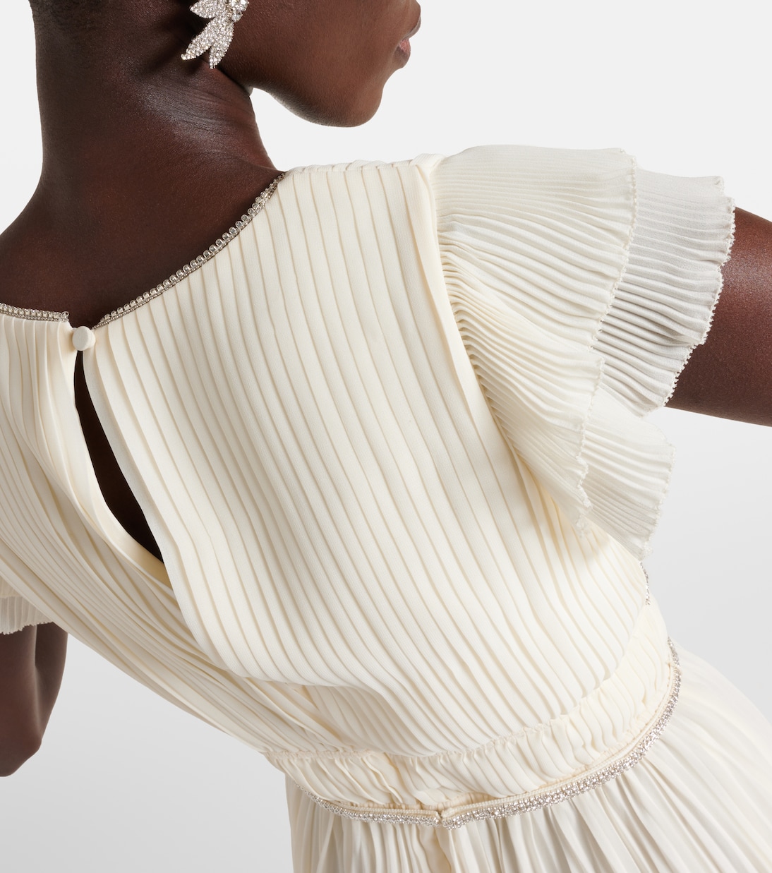 Crystal-embellished chiffon midi dress | Self-Portrait
