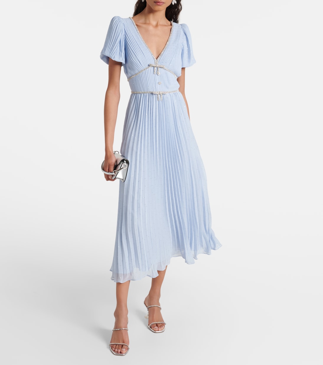 Crystal-embellished chiffon midi dress | Self-Portrait