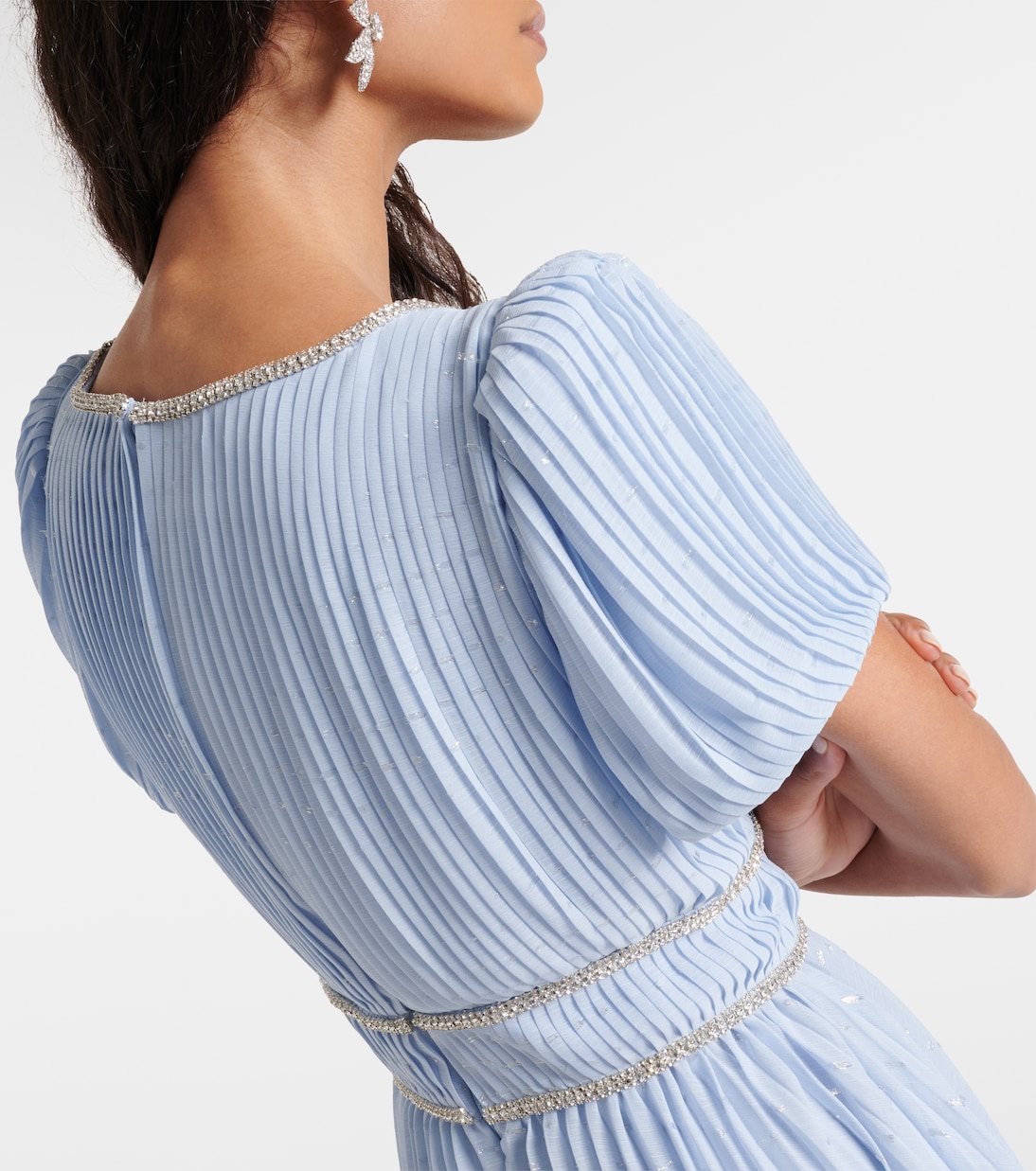 Crystal-embellished chiffon midi dress | Self-Portrait