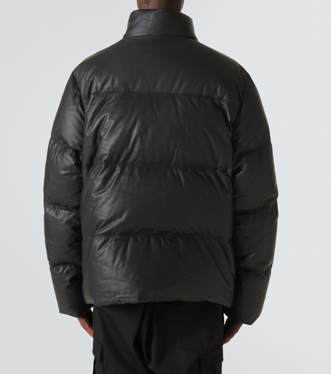 Moncler leather down jacket on sale