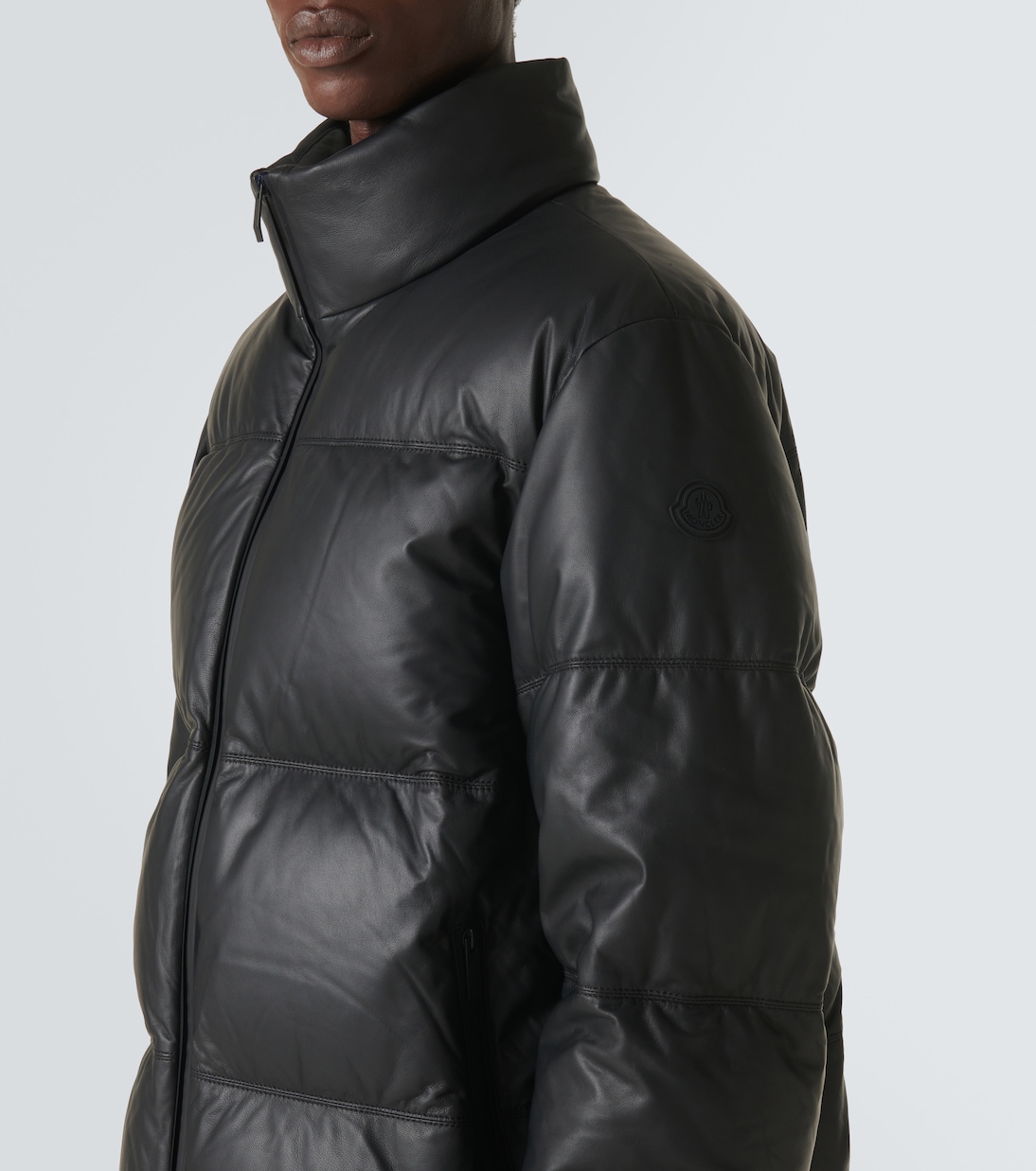 Ligont leather down jacket in black Moncler Mytheresa