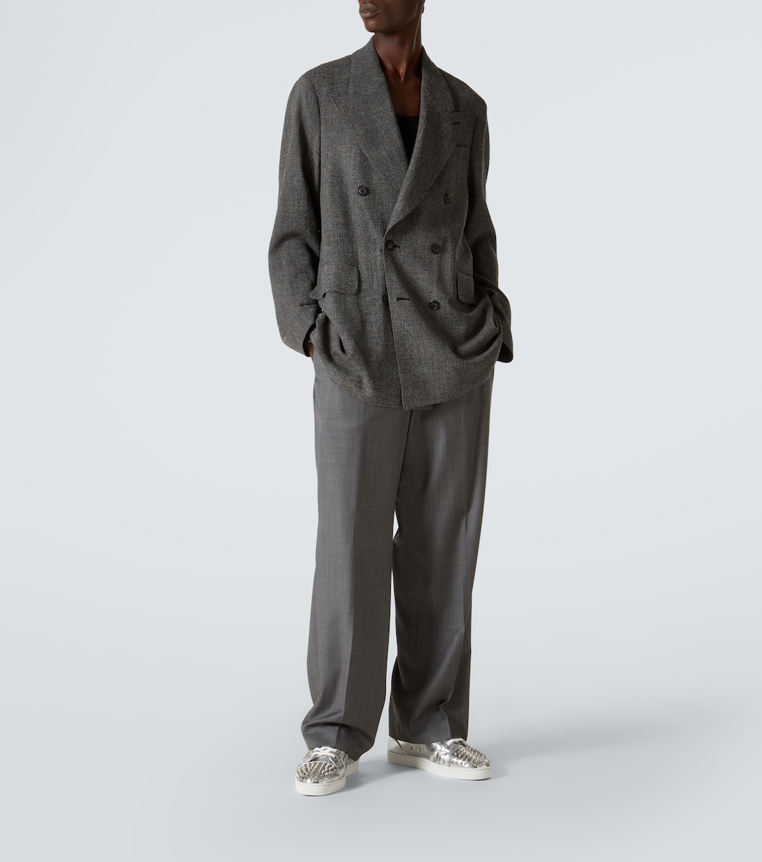 Sneakers Louis Junior in pelle con borchie | Christian Louboutin