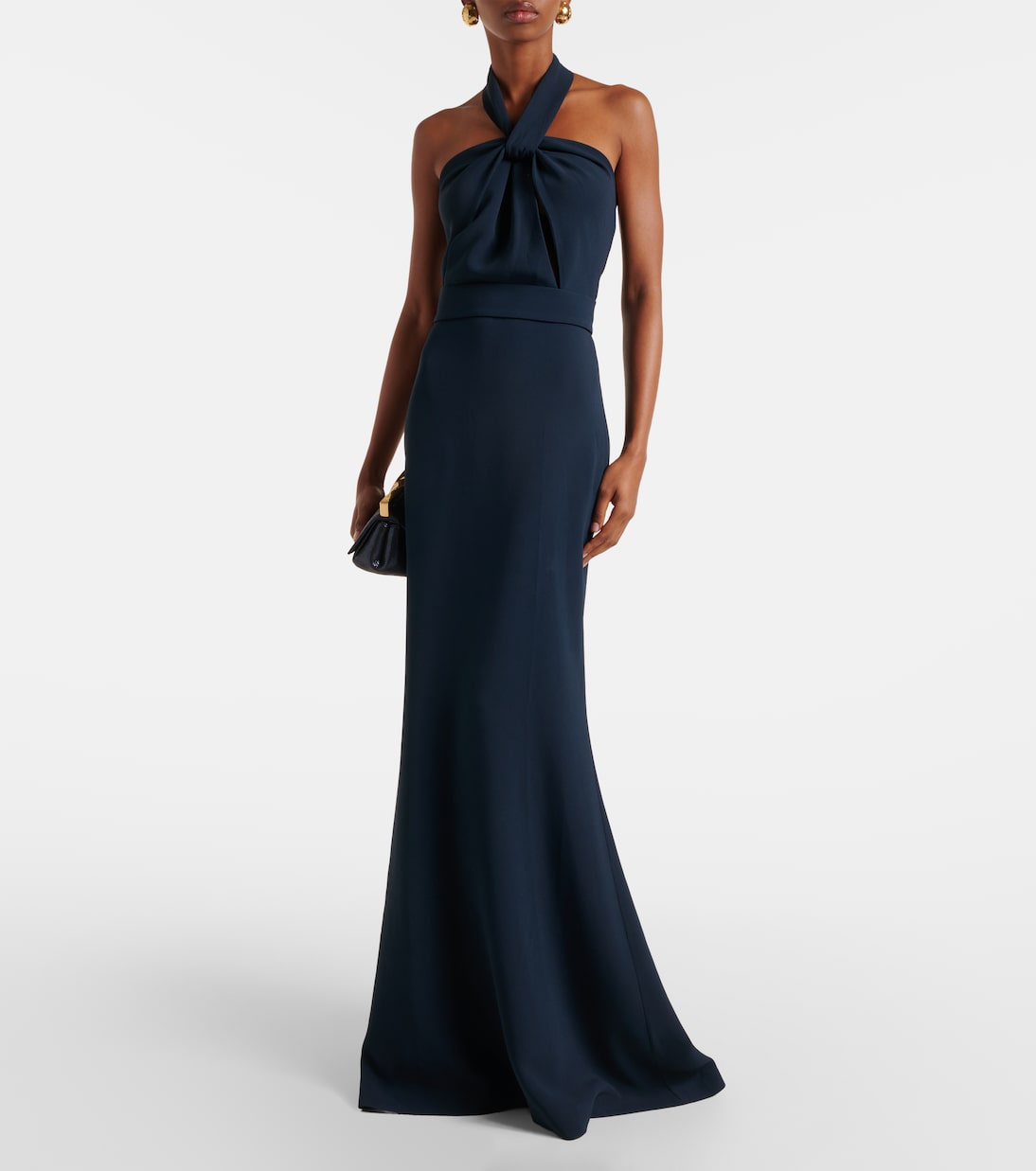 Abito lungo in cady con scollo all'americana | Elie Saab