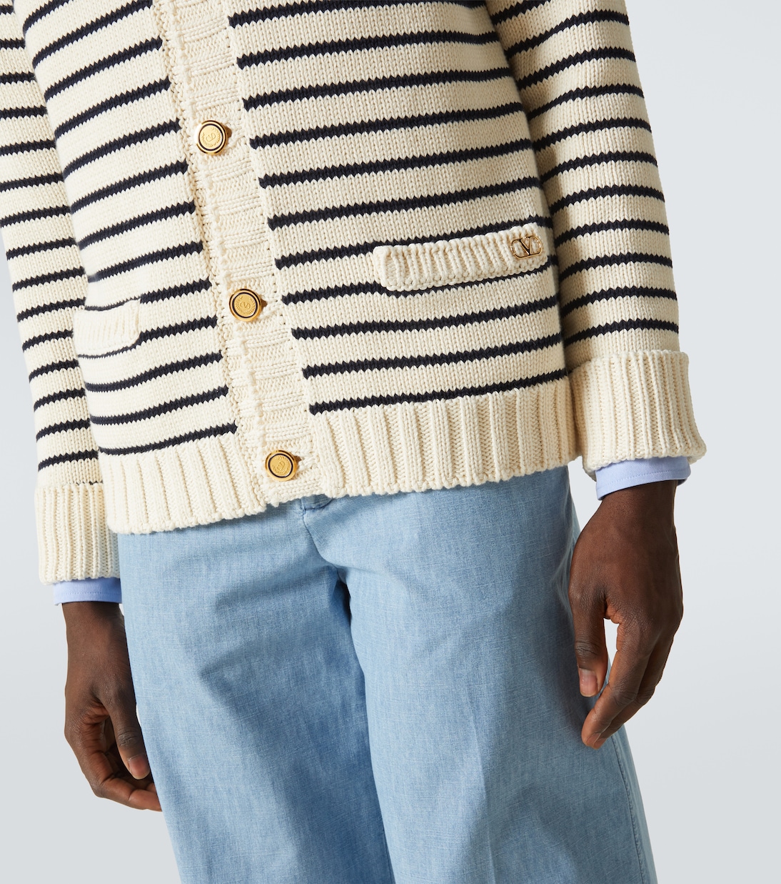 Cardigan VLogo Signature in cotone a righe | Valentino