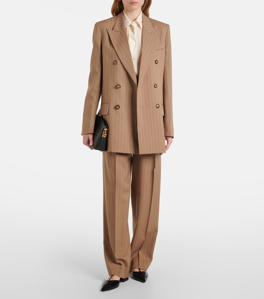 Pantaloni a gamba larga in lana vergine | Victoria Beckham