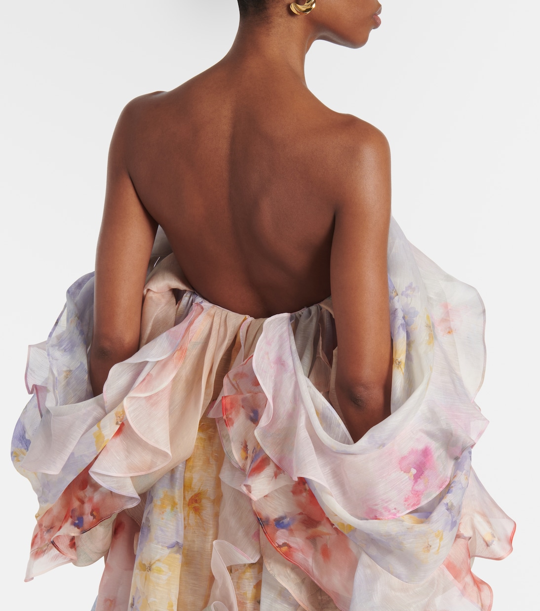 Abito lungo Crush in organza di lino e seta | Zimmermann
