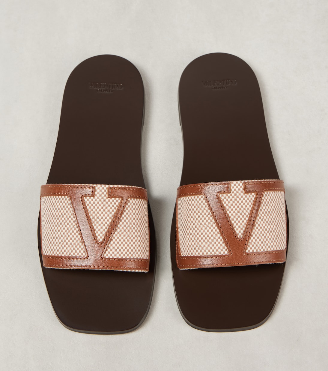 Viva Superstar leather-trimmed slides | Valentino Garavani