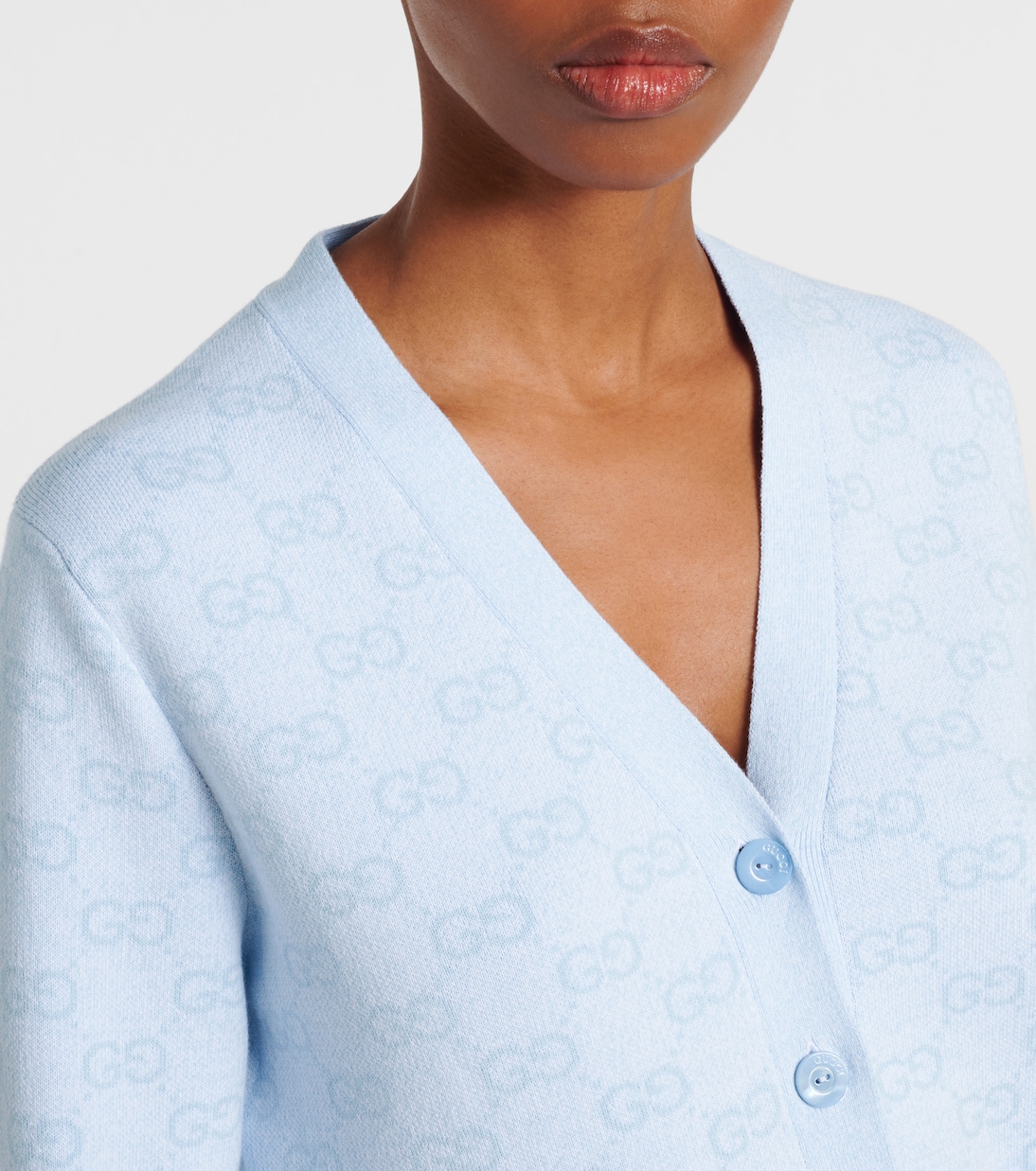 Cardigan in jacquard di cotone GG  | Gucci