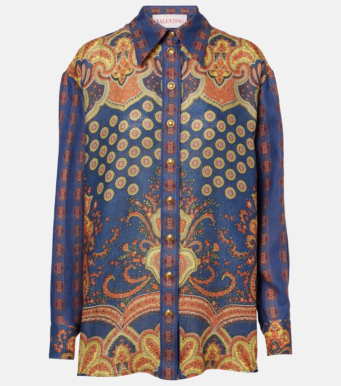 Blusa Voyage Imaginaire VLogo in lino | Valentino
