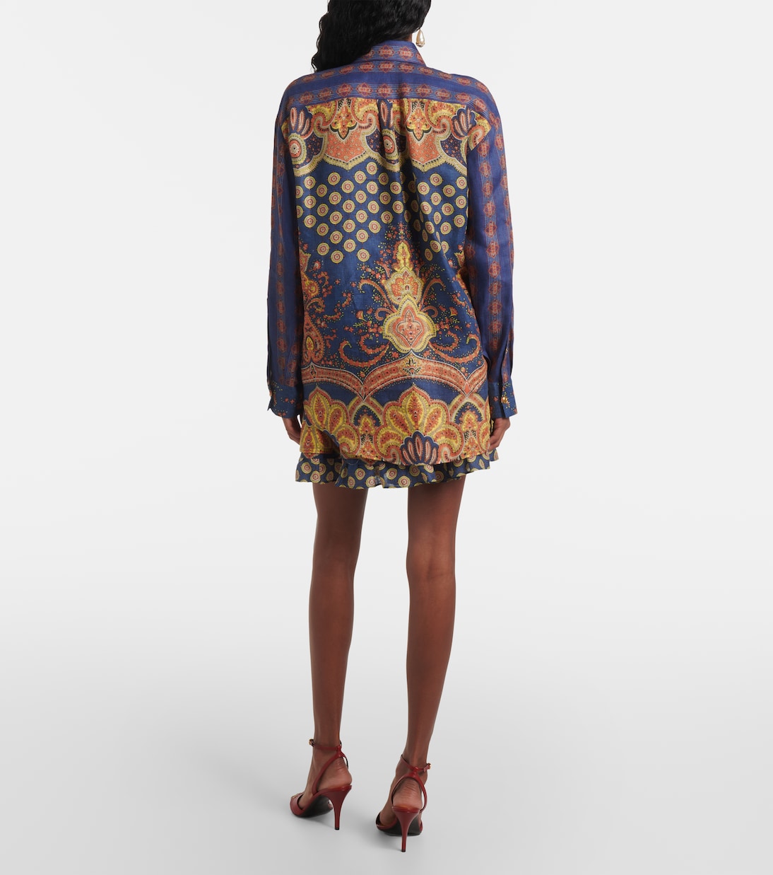 Blusa Voyage Imaginaire VLogo in lino | Valentino