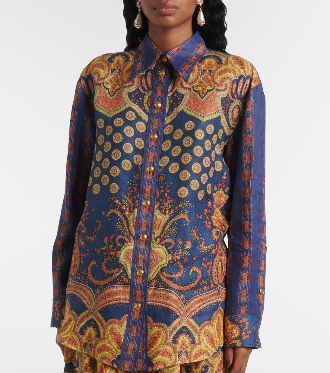 Blusa Voyage Imaginaire VLogo in lino | Valentino