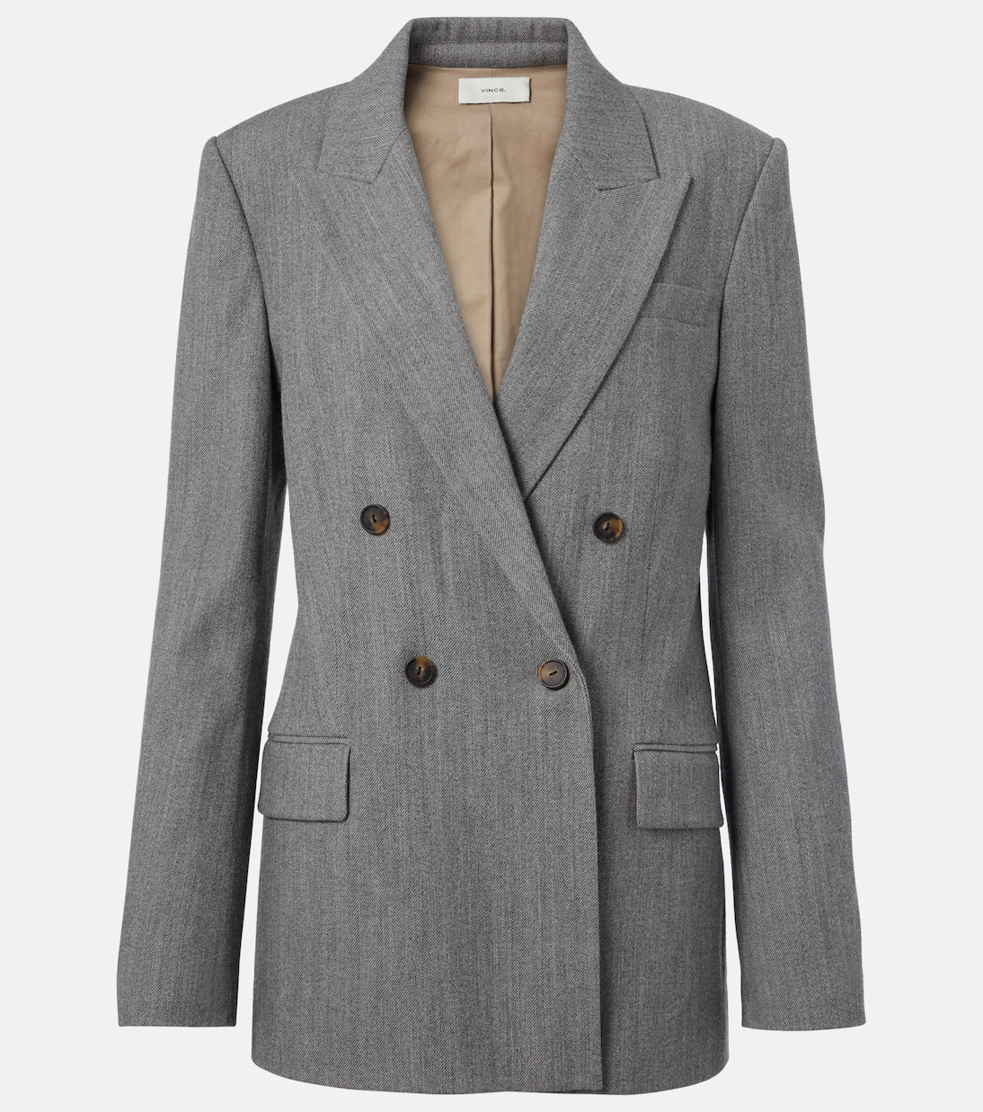 Double-breasted wool-blend twill blazer | Vince