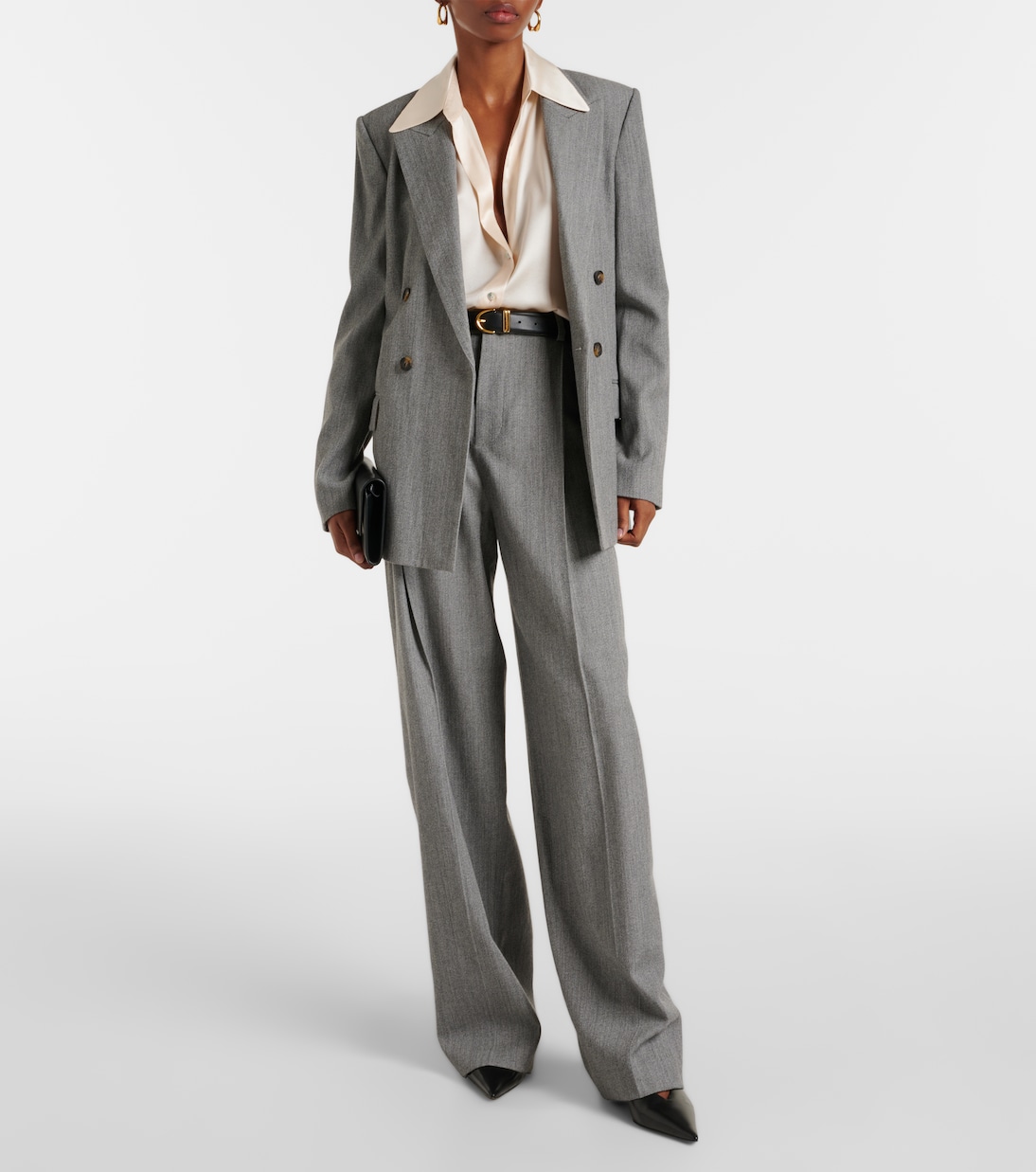 Double-breasted wool-blend twill blazer | Vince