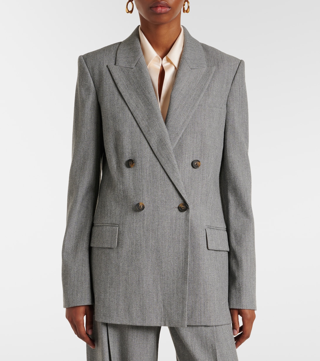 Double-breasted wool-blend twill blazer | Vince