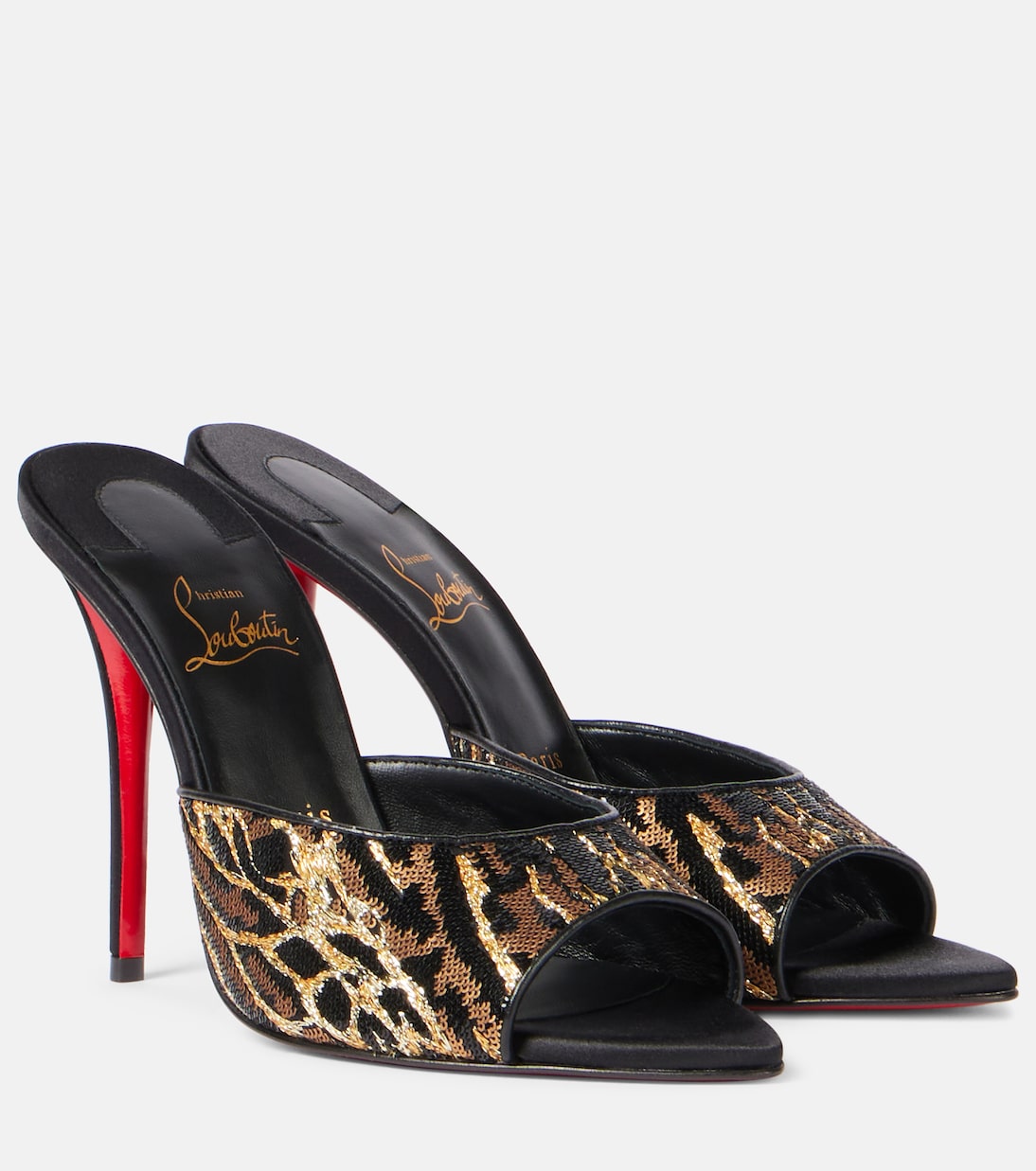 Mules Miss Z 100 in raso con pailettes | Christian Louboutin