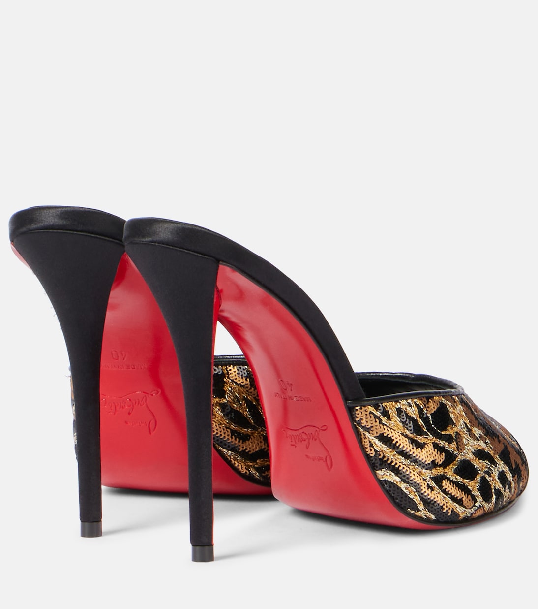 Mules Miss Z 100 in raso con pailettes | Christian Louboutin