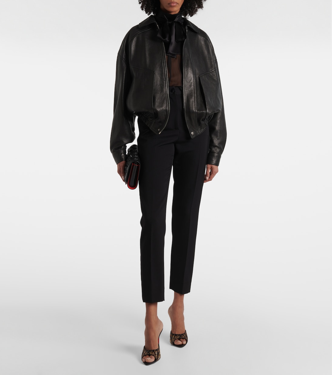 Mules Miss Z 100 in raso con pailettes | Christian Louboutin
