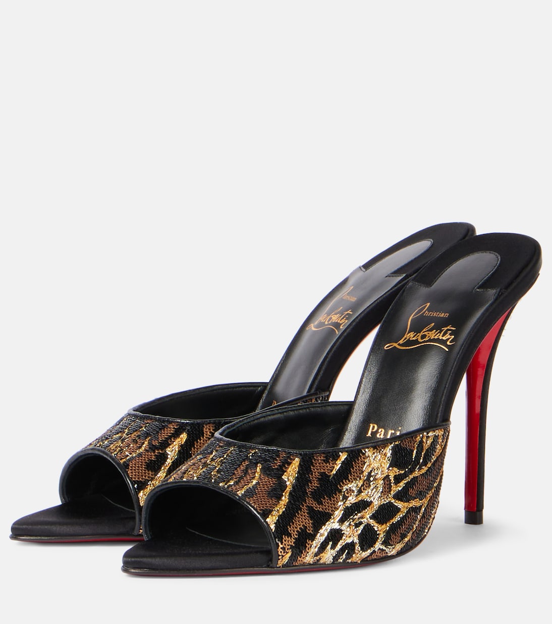 Mules Miss Z 100 in raso con pailettes | Christian Louboutin