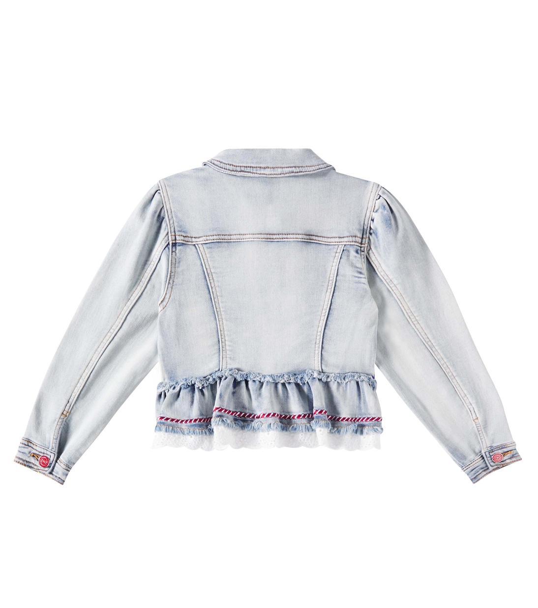Ruffled lace-trimmed denim jacket | Monnalisa