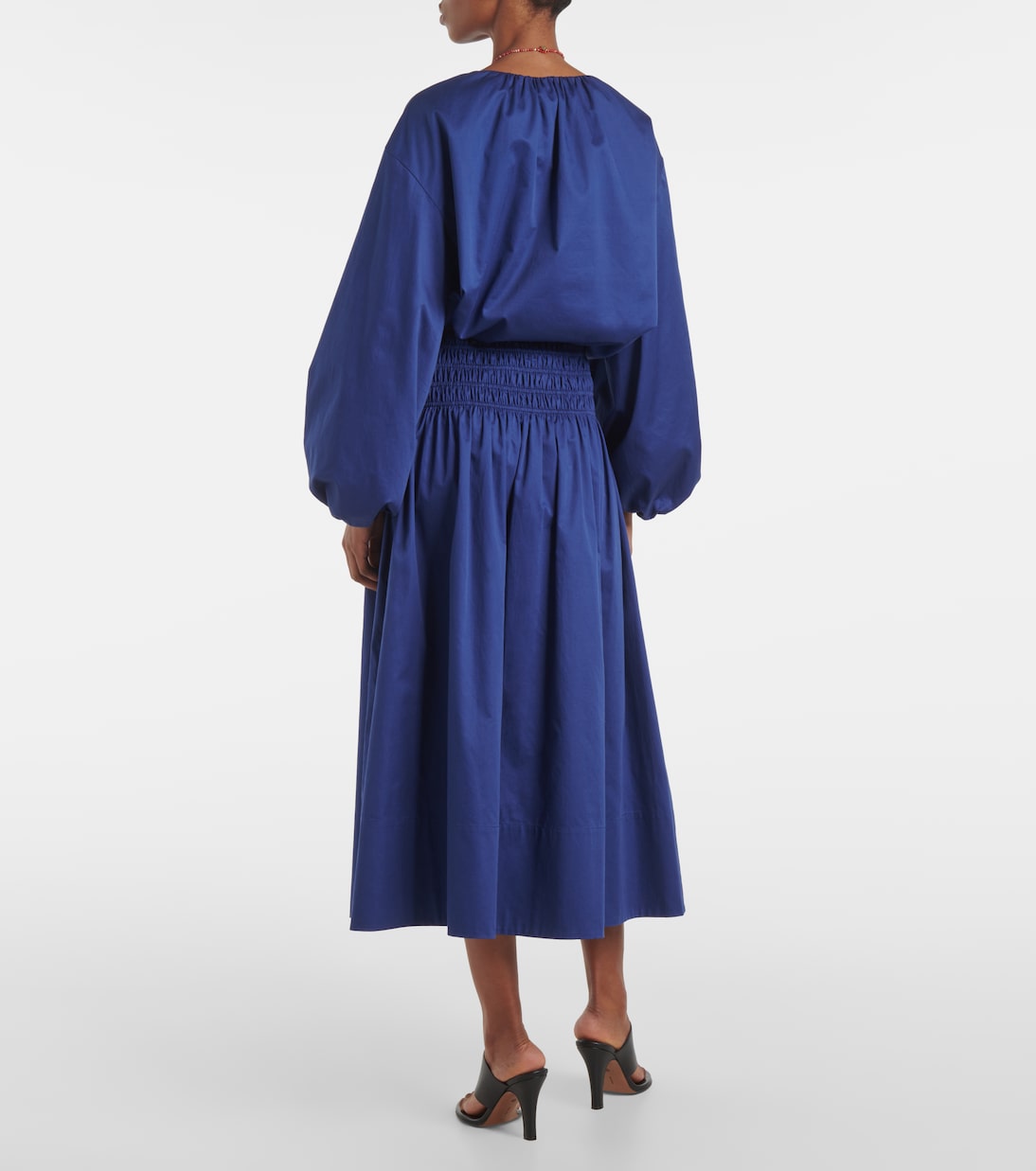 Leonie cotton satin midi skirt | Joseph