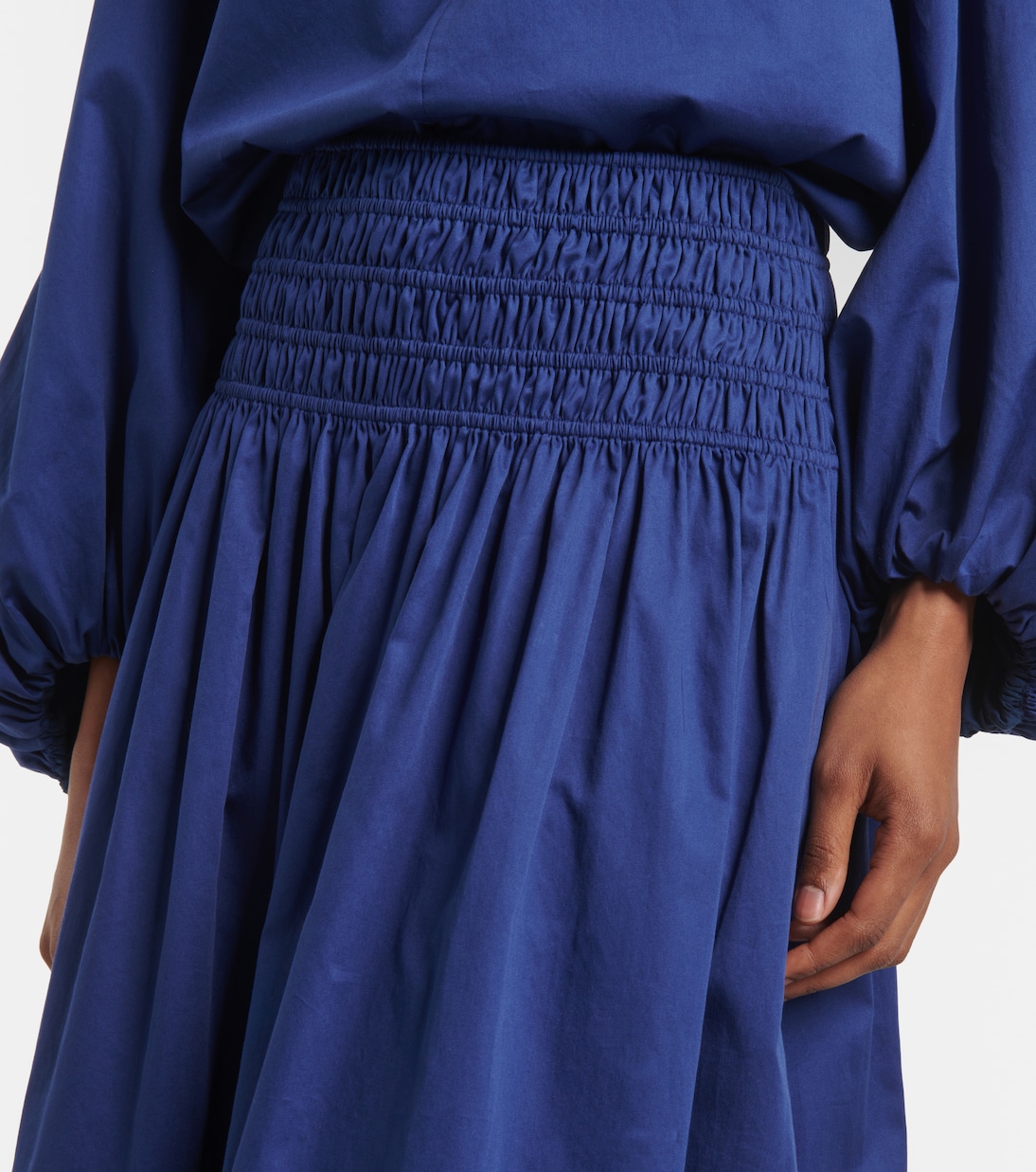 Leonie cotton satin midi skirt | Joseph