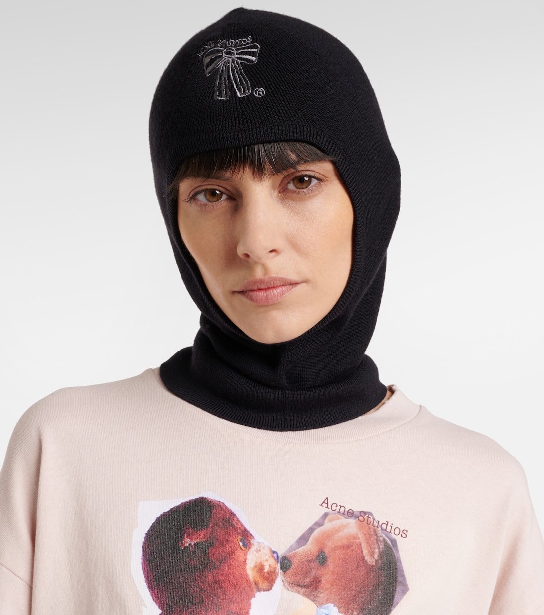 Logo embroidered wool ski mask | Acne Studios