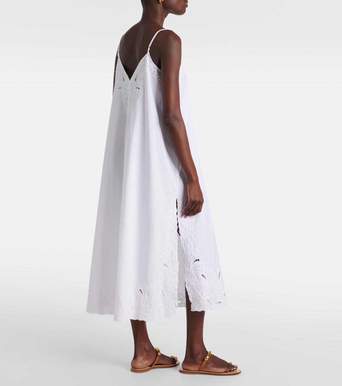 Besticktes Midikleid aus Baumwollpopeline | Juliet Dunn