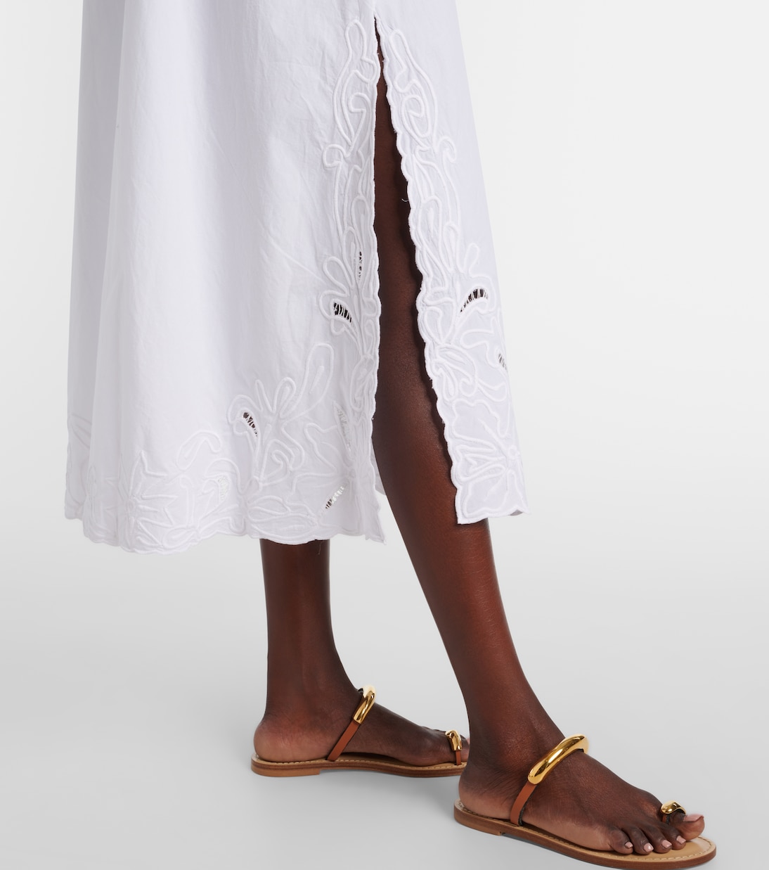 Besticktes Midikleid aus Baumwollpopeline | Juliet Dunn