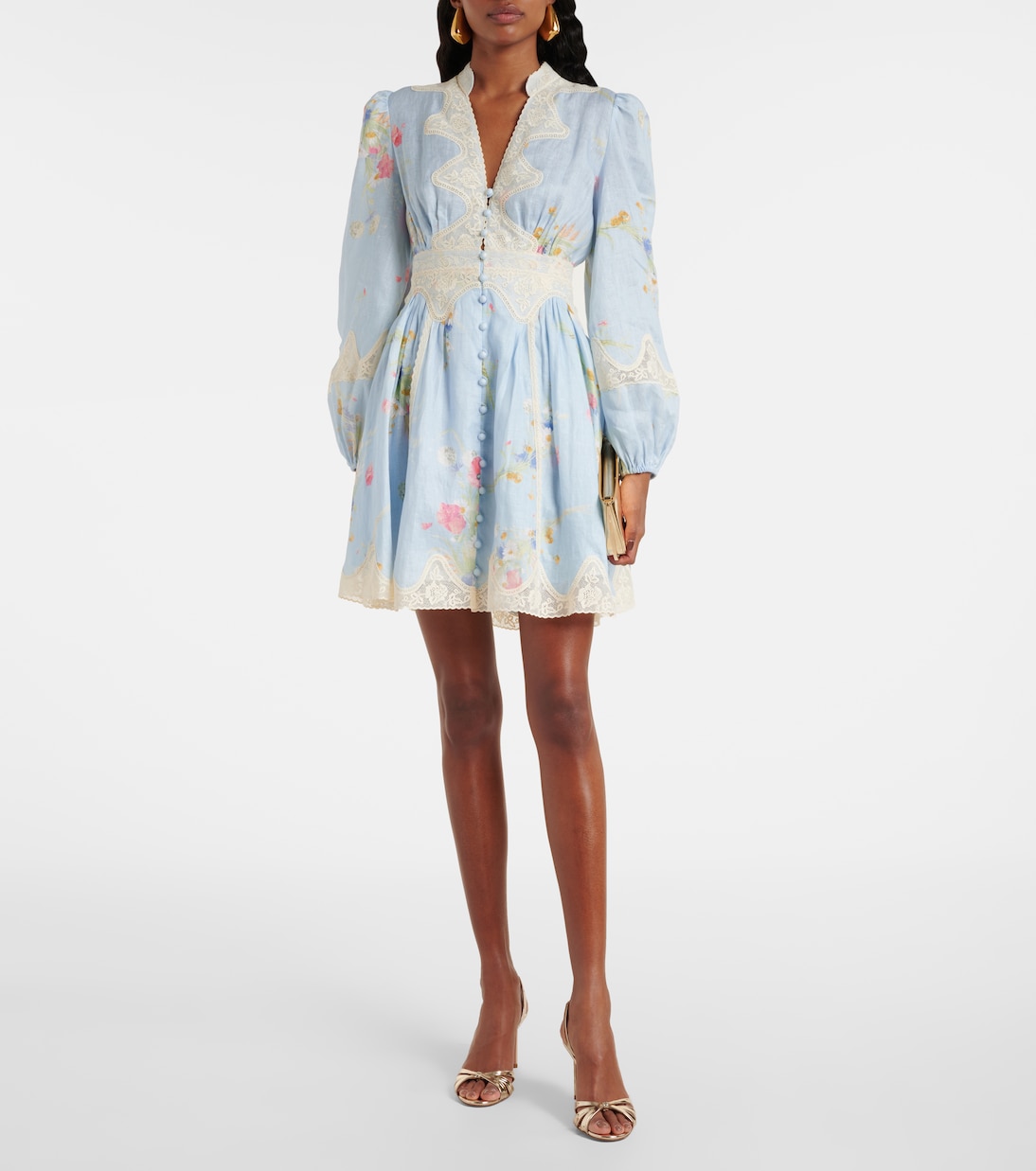 Miniabito Lucky Lace in lino con stampa floreale | Zimmermann