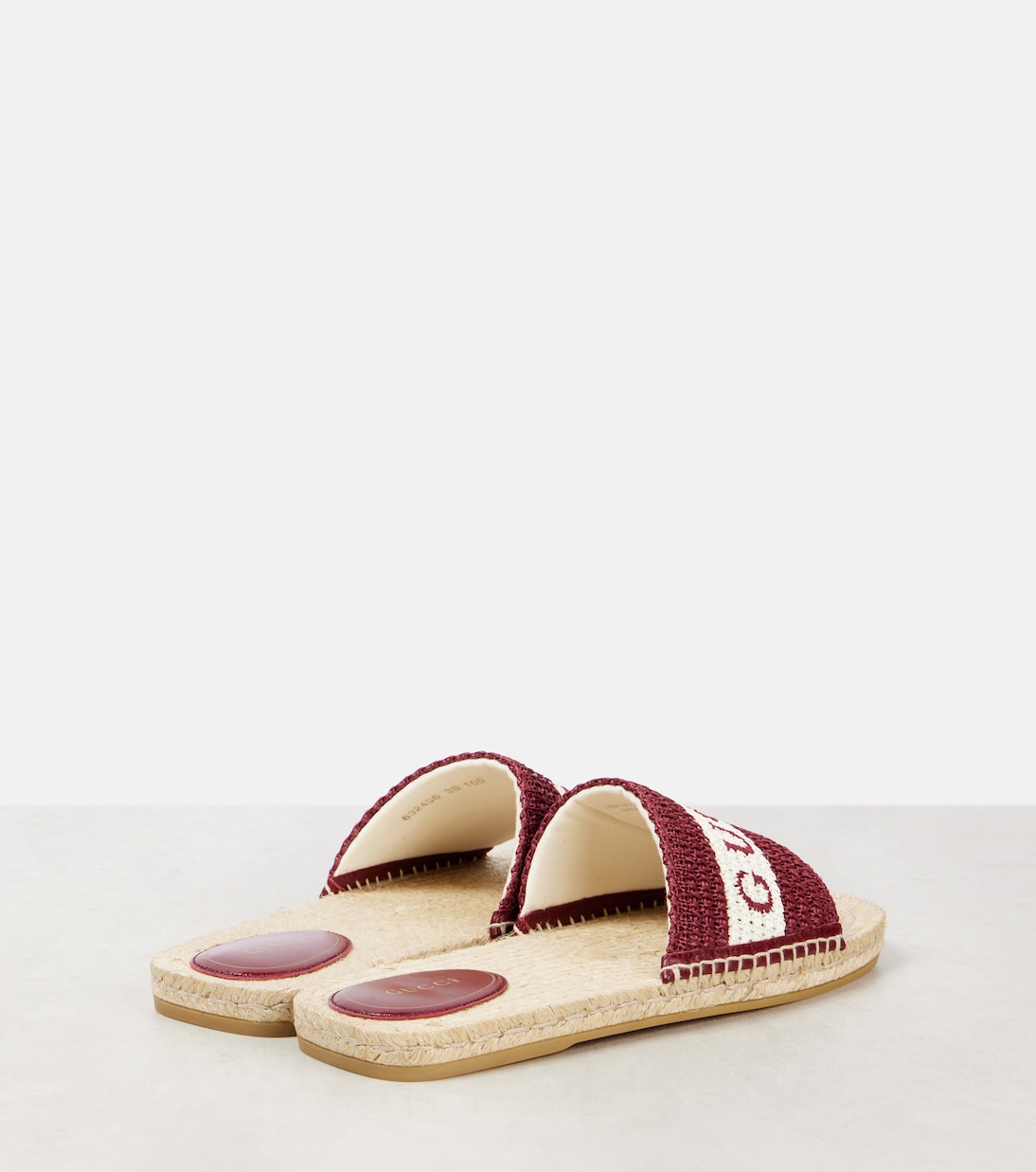 Logo embroidered raffia espadrille slides | Gucci