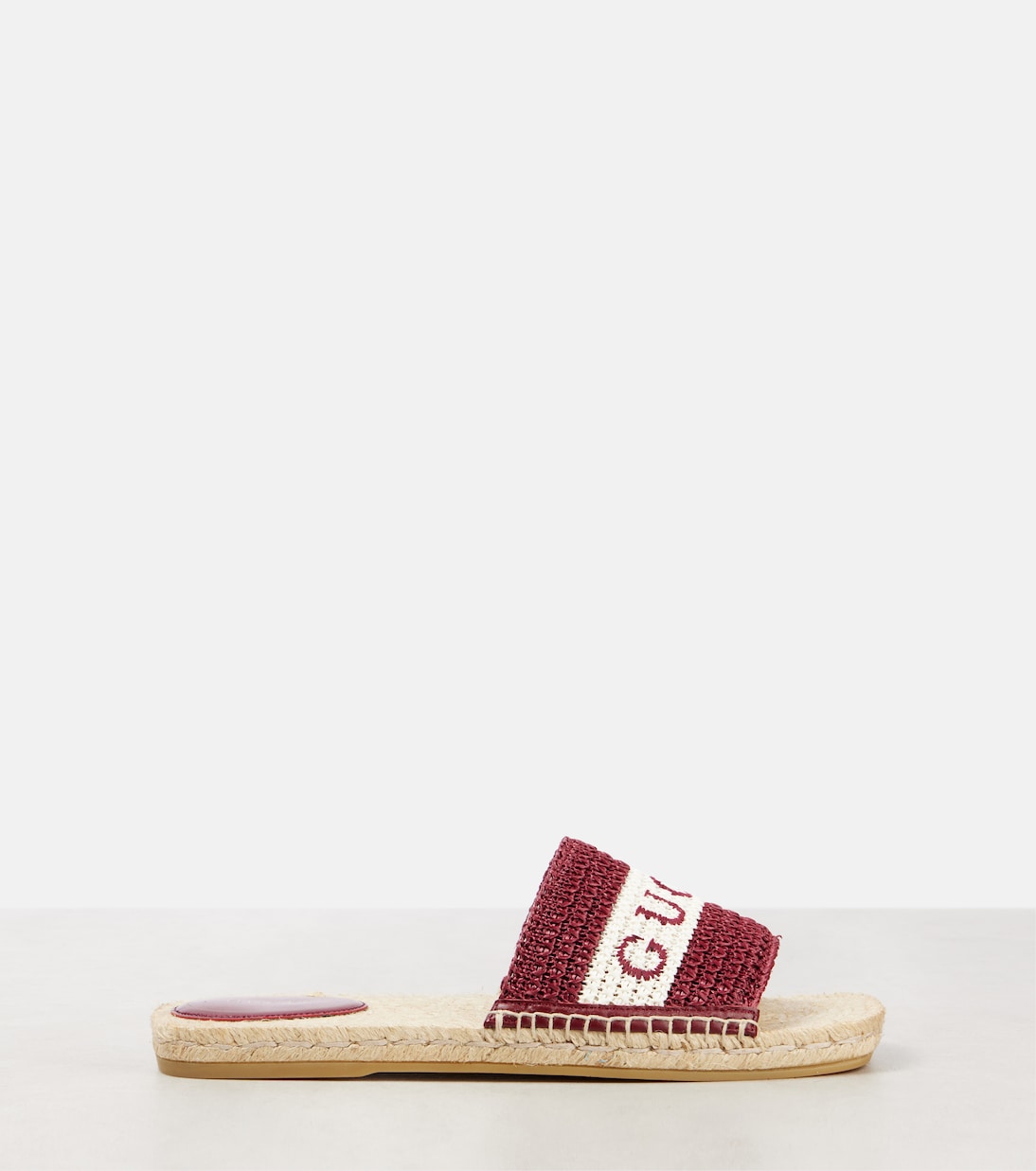 Logo embroidered raffia espadrille slides | Gucci