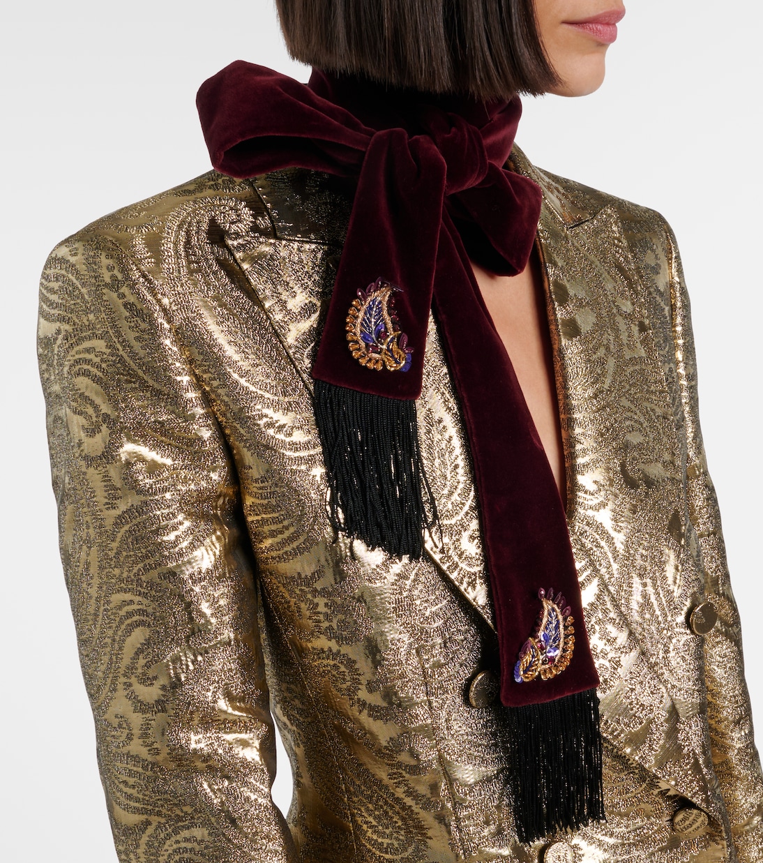 Embellished paisley cotton velvet scarf | Etro