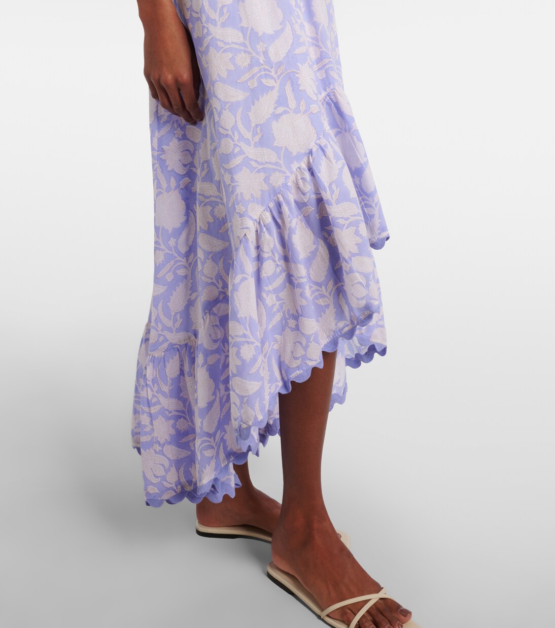 Asymmetric floral cotton midi dress | Juliet Dunn