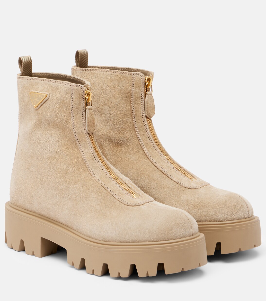 Suede platform ankle boots | Prada